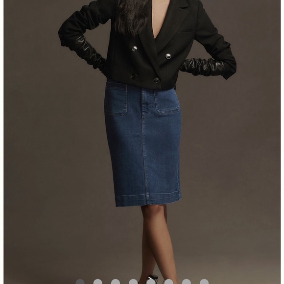 Maeve Black and Blue Pencil Midi Skirt for Work - Picture 1 of 5